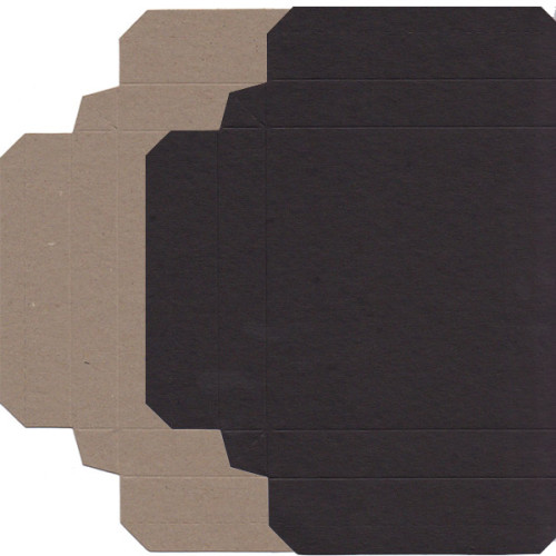 Recycled Gift Box (155mm square) - Black and Natural Kraft (Pack of 5)